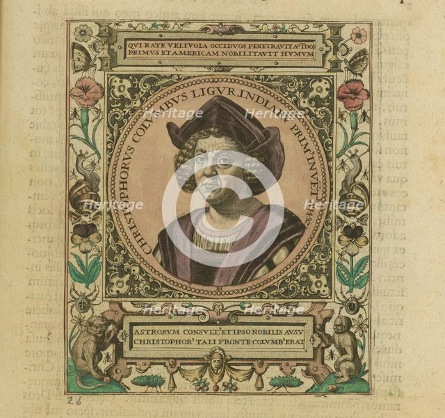 Portrait of Christopher Columbus, 1595. Creator: Bry, Theodor de (1528-1598).