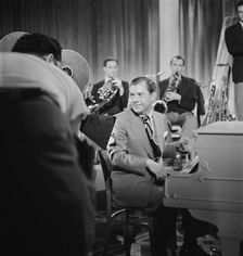 Portrait of Claude Thornhill, Willie Wechsler, Micky Folus, and Joe...Beautiful Doll, N.Y., 1947. Creator: William Paul Gottlieb