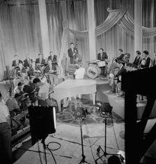 Portrait of Claude Thornhill, Sandy Siegelstien, Willie Wechsler, Micky Folus, Joe Shulman, Billy.. Creator: William Paul Gottlieb