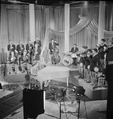 Portrait of Claude Thornhill, Sandy Siegelstien, Willie Wechsler, Micky Folus, Joe Shulman, Billy... Creator: William Paul Gottlieb