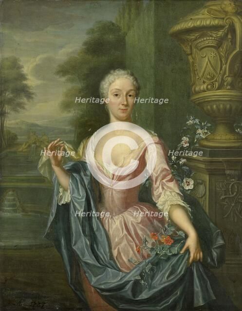 Portrait of Claudine van Royen (born 1712), Wife of Pieter Teding van Berkhout, 1757. Creator: Hieronymus van der Mij.