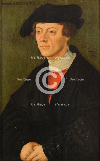 Portrait of a 19-year-old young man in black clothes. Artist: Cranach, Lucas, the Elder (1472-1553)