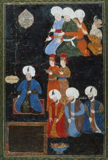 Portrait of a Turkish Pasha with Attendants, c1570. Creator: Haydar Nigari