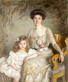 Portrait of A.V.Balashova (Born Gendrikova) with Her Daughter, 1907. Creator: Victor Schtember