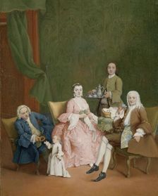 Portrait of a Venetian Family with a Manservant Serving Coffee, c.1752. Creator: Pietro Longhi