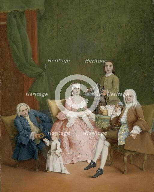 Portrait of a Venetian Family with a Manservant Serving Coffee, c.1752. Creator: Pietro Longhi.