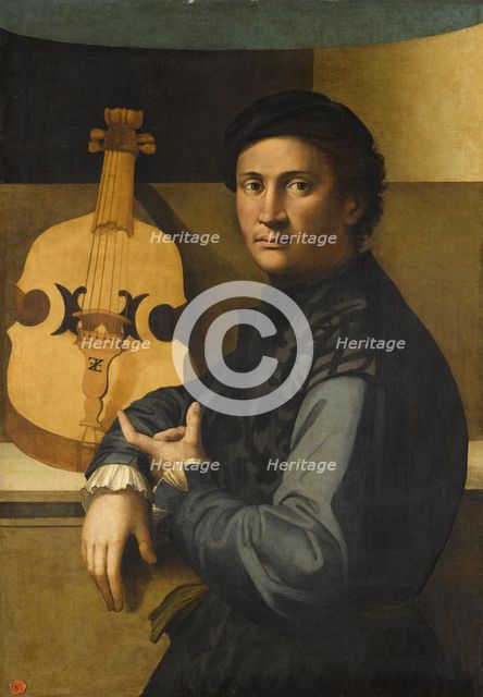 Portrait of a viola player. Artist: Zacchia, Paolo, the Elder (1490-1561)