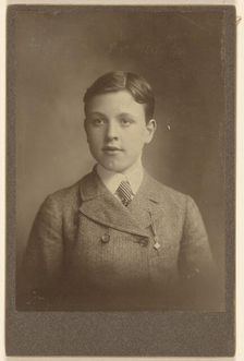 Portrait of a well-dressed young boy, about 1880. Creator: Unknown