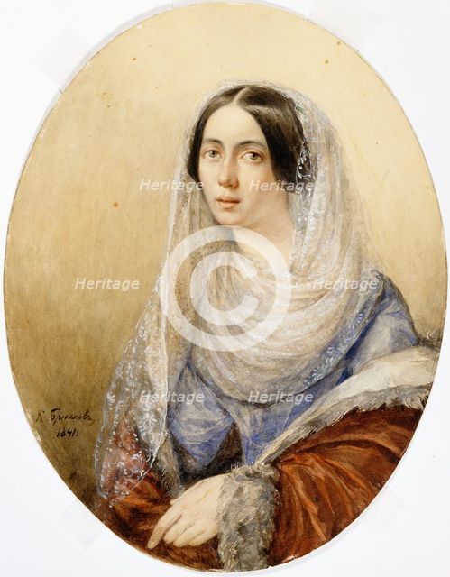 Portrait of a woman, 1841. Creator: Karl Briullov.