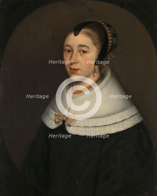 Portrait of a Woman, thought to be Catharina Kettingh (1626/27-73), Wife of Bartholomeus..., 1650. Creator: Dirck Craey.