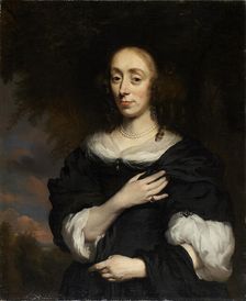 Portrait of a Woman Wearing a Black Dress, c1668-1670. Creator: Nicolaes Maes