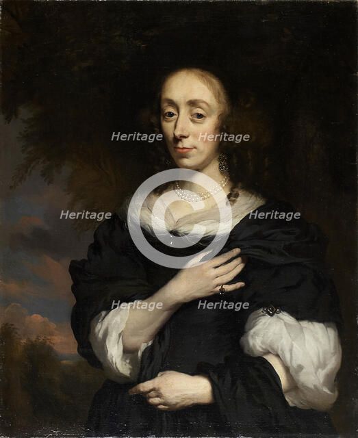 Portrait of a Woman Wearing a Black Dress, c1668-1670. Creator: Nicolaes Maes.
