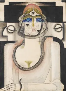 Portrait of a woman wearing a black veil. Creator: Scheiber, Hugo (1873-1950)