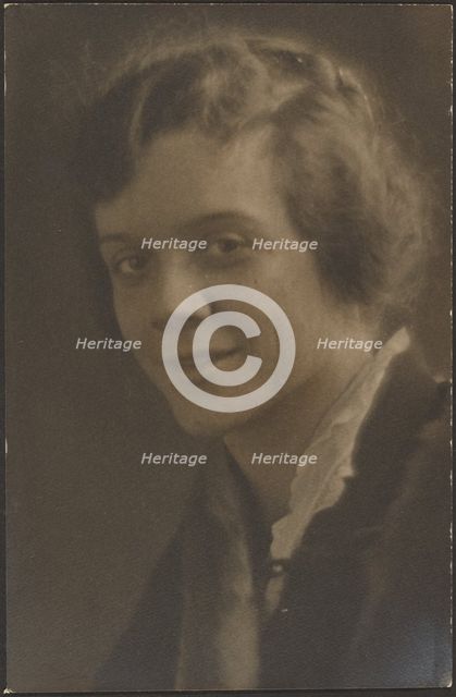 Portrait of a Woman Wearing Fur Trim, 1907-1943. Creator: Louis Fleckenstein.