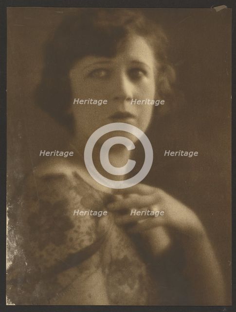 Portrait of a Woman Wearing Lace Top, 1907-1943. Creator: Louis Fleckenstein.