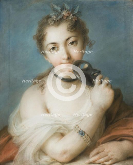 Portrait of a Woman with Mask, 1720s. Creator: Carriera, Rosalba Giovanna (1657-1757).