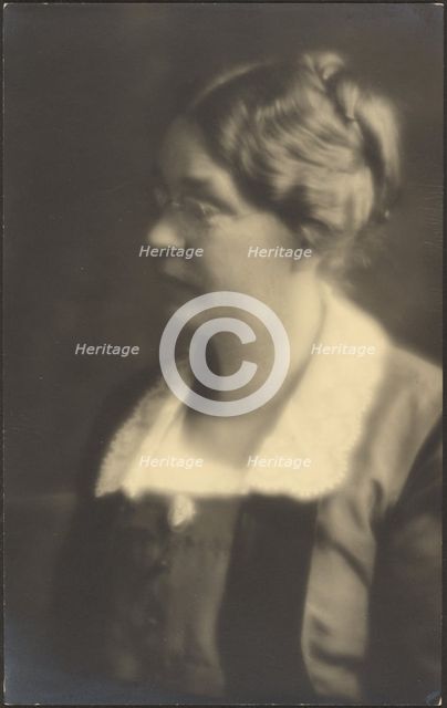 Portrait of a Woman with Open Book (cropped), 1907-1943. Creator: Louis Fleckenstein.
