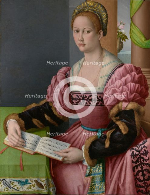Portrait of a Woman with a Book of Music, about 1540-1545. Creator: Bacchiacca.