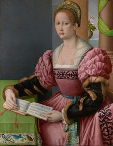 Portrait of a Woman with a Book of Music, about 1540-1545. Creator: Bacchiacca