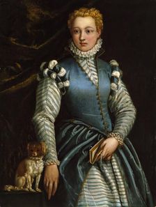 Portrait of a Woman with a Dog, 1560. Creator: Paolo Veronese