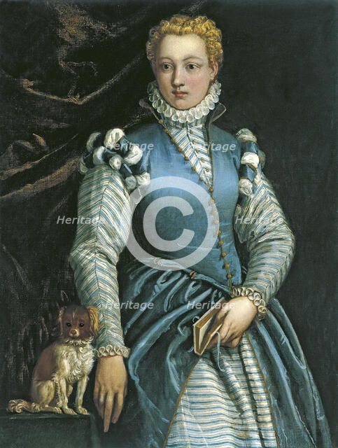 Portrait of a Woman with a dog. Artist: Veronese, Paolo (1528-1588)