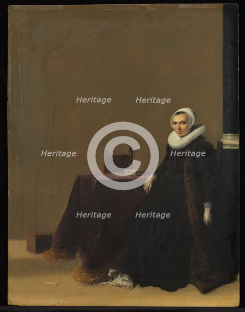 Portrait of a Woman with a Dog, c. 1635. Creator: Hendrik Gerritsz. Pot (Dutch, c. 1585-1657).