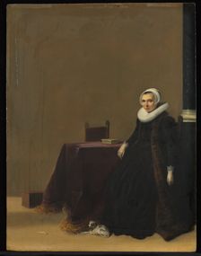 Portrait of a Woman with a Dog, c. 1635. Creator: Hendrik Gerritsz. Pot (Dutch, c. 1585-1657)