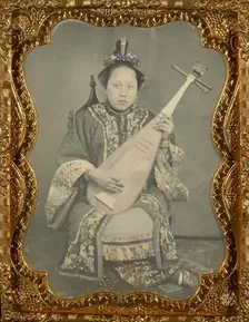 Portrait of a Woman with a Mandolin, 1860. Creator: Unknown