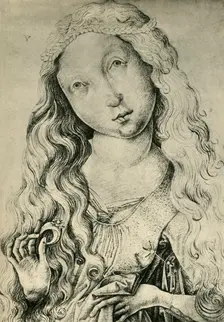 Portrait of a woman with a ring, (St Catherine?), 1450-1470, (1943). Creator: Master ES