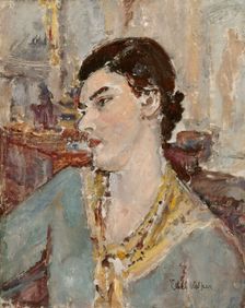 Portrait of a Woman with a Yellow Scarf, c1930s?. Creator: Ethel Walker