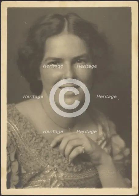 Portrait of a Woman with Beaded Dress, 1907-1924. Creator: Louis Fleckenstein.