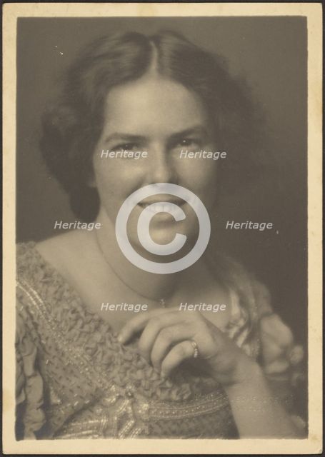 Portrait of a Woman with Beaded Dress, 1907-1924. Creator: Louis Fleckenstein.