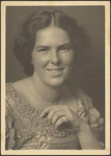 Portrait of a Woman with Beaded Dress, 1907-1924. Creator: Louis Fleckenstein