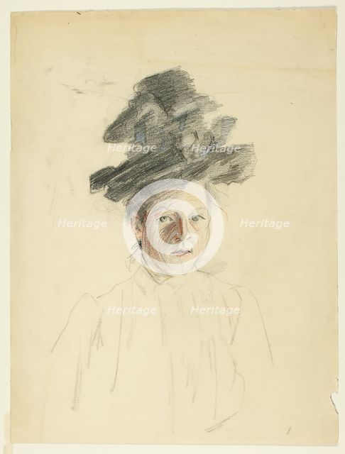 Portrait of a Woman with Black Hat, 1884/1903. Creator: Philip William May.