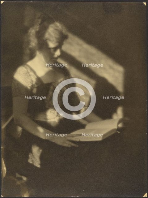 Portrait of a Woman with Book, 1907-1943. Creator: Louis Fleckenstein.