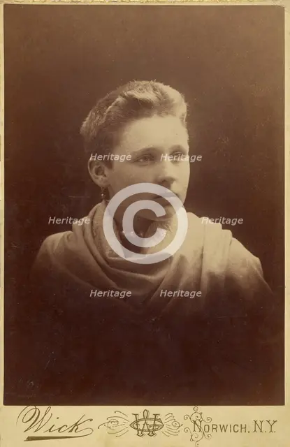 Portrait of a woman with extremely short hair, about 1890. Creator: G Wick.