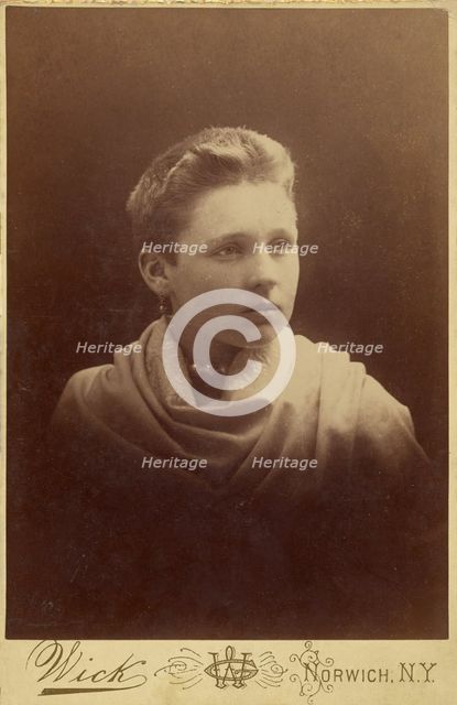 Portrait of a woman with extremely short hair, about 1890. Creator: G Wick.