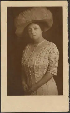 Portrait of a Woman with Elaborate Tulle Hat, 1907-1943. Creator: Louis Fleckenstein