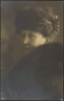 Portrait of a Woman with Fur Stole, 1907-1943. Creator: Louis Fleckenstein