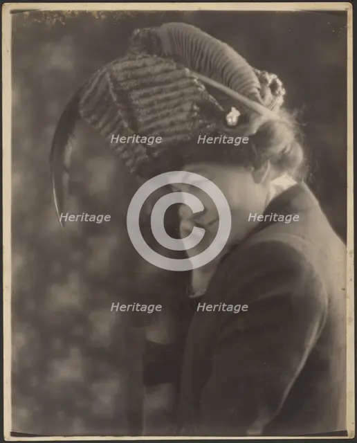 Portrait of a Woman with Feathered Hat, 1907-1943. Creator: Louis Fleckenstein.