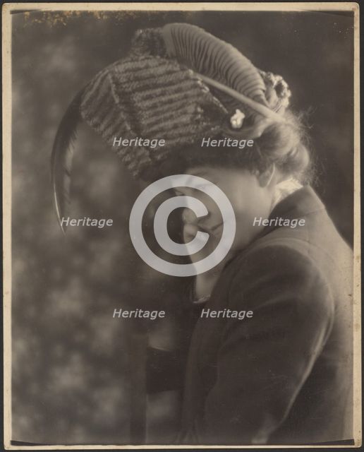 Portrait of a Woman with Feathered Hat, 1907-1943. Creator: Louis Fleckenstein.