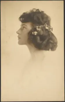 Portrait of a Woman with Flower Wreath, 1907-1943. Creator: Louis Fleckenstein