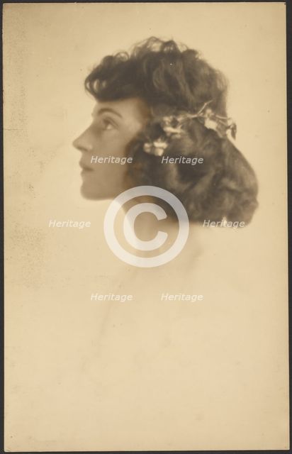 Portrait of a Woman with Flower Wreath, 1907-1943. Creator: Louis Fleckenstein.