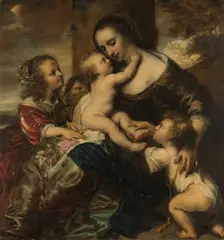 Portrait of a woman with four children, depicted as Caritas, 1650-1678. Creator: Jurgen Ovens