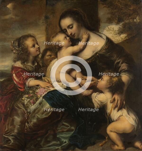 Portrait of a woman with four children, depicted as Caritas, 1650-1678. Creator: Jurgen Ovens.