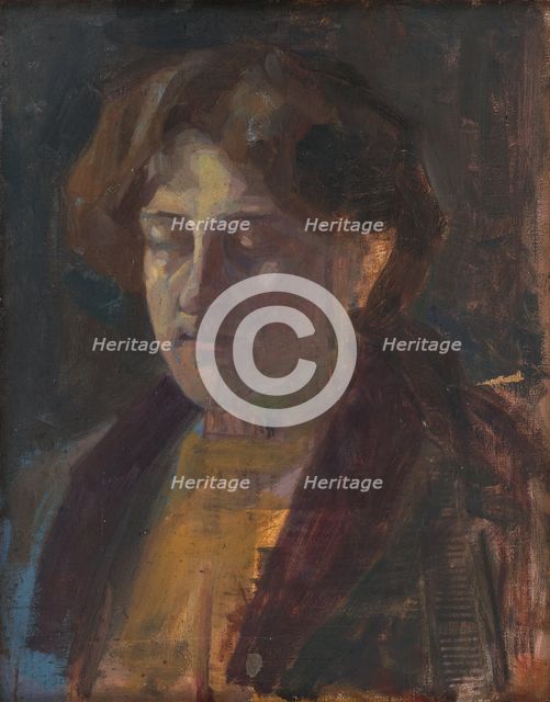Portrait of a Woman with Half-Closed Eyes, around 1910. Creator: Eduard Putra.