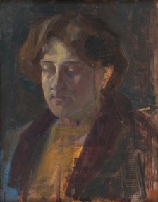 Portrait of a Woman with Half-Closed Eyes, around 1910. Creator: Eduard Putra
