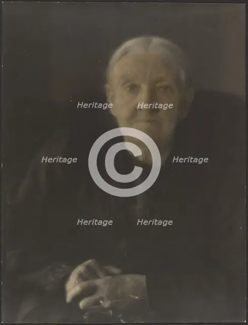 Portrait of a Woman with Hands Folded, 1907-1943. Creator: Louis Fleckenstein.