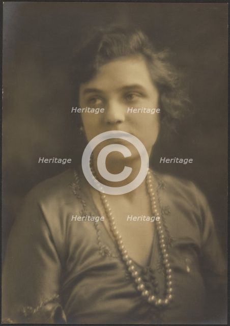 Portrait of a Woman with Large Pearls, 1907-1943. Creator: Louis Fleckenstein.
