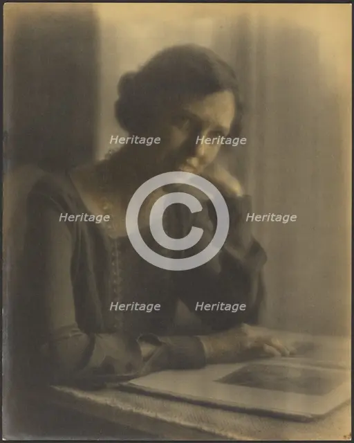Portrait of a Woman with Long Necklace, 1907-1943. Creator: Louis Fleckenstein.